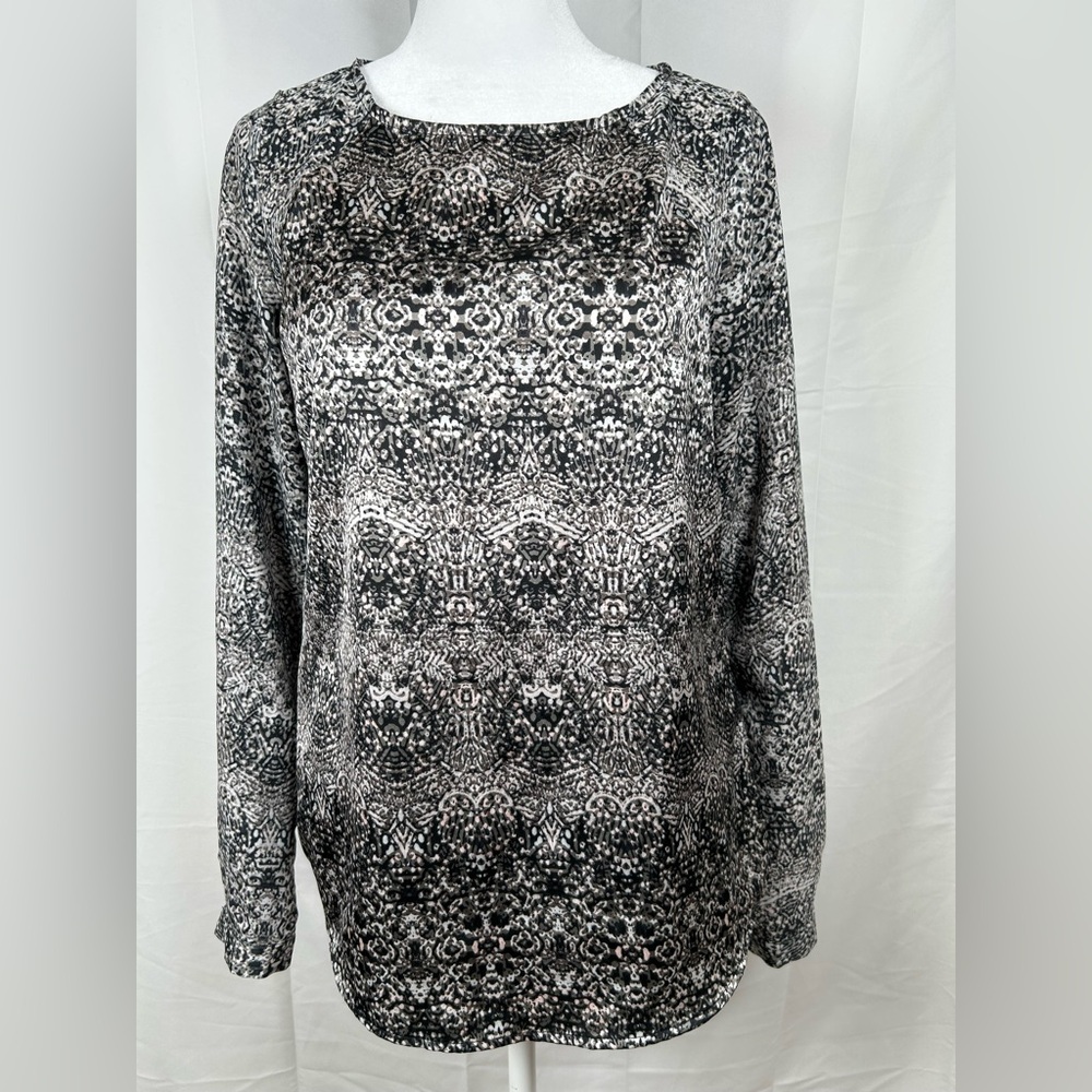 LTD Satin Effect Long Sleeve Blouse Women’s Small Gray